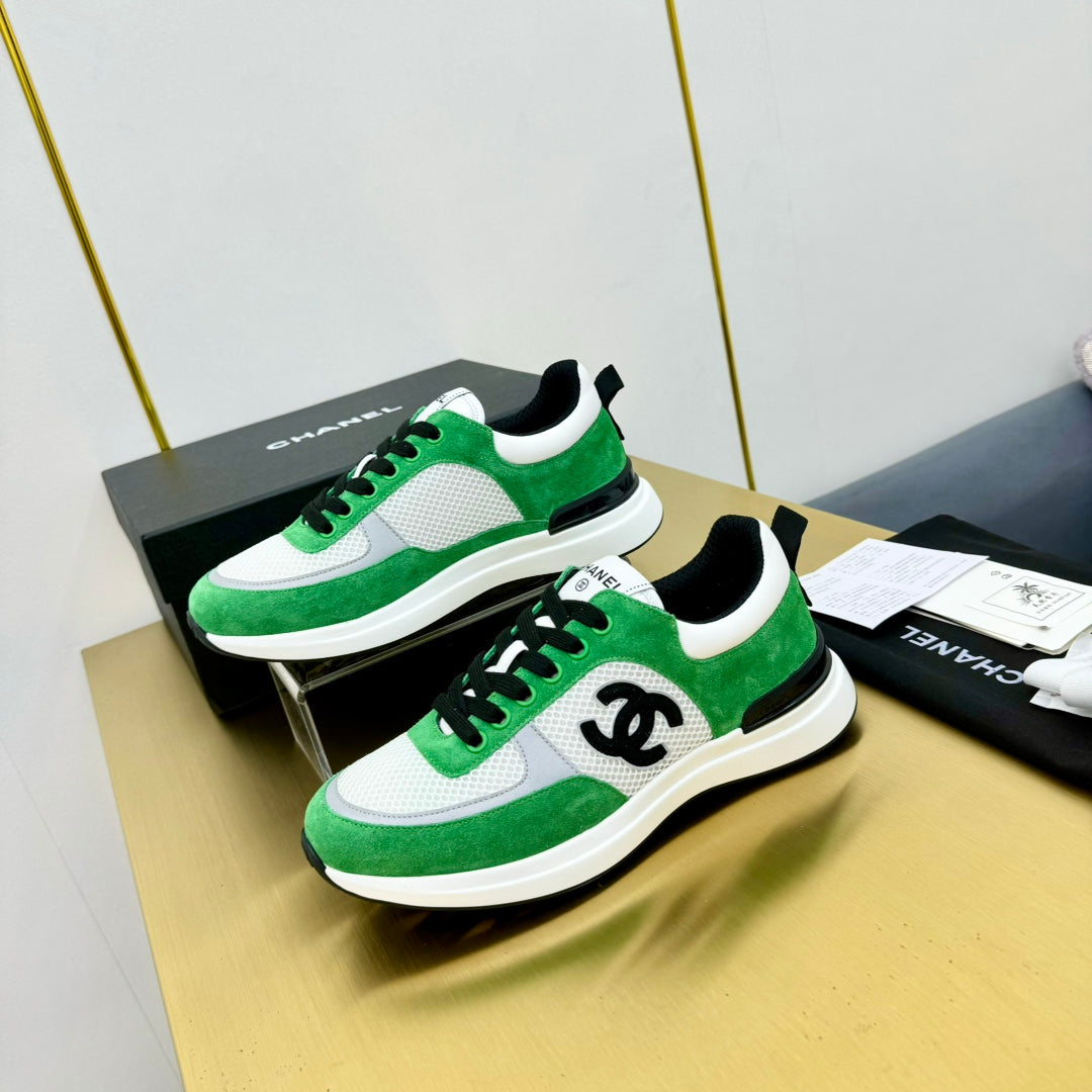 CLASSIC TRAINER IN GREEN MIX WHITE MERCERIZED VELVET - 35