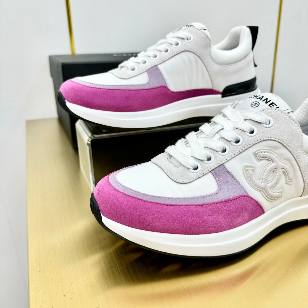 CLASSIC TRAINER IN GREY MIX BRIGHT PINK MERCERIZED VELVET - 35