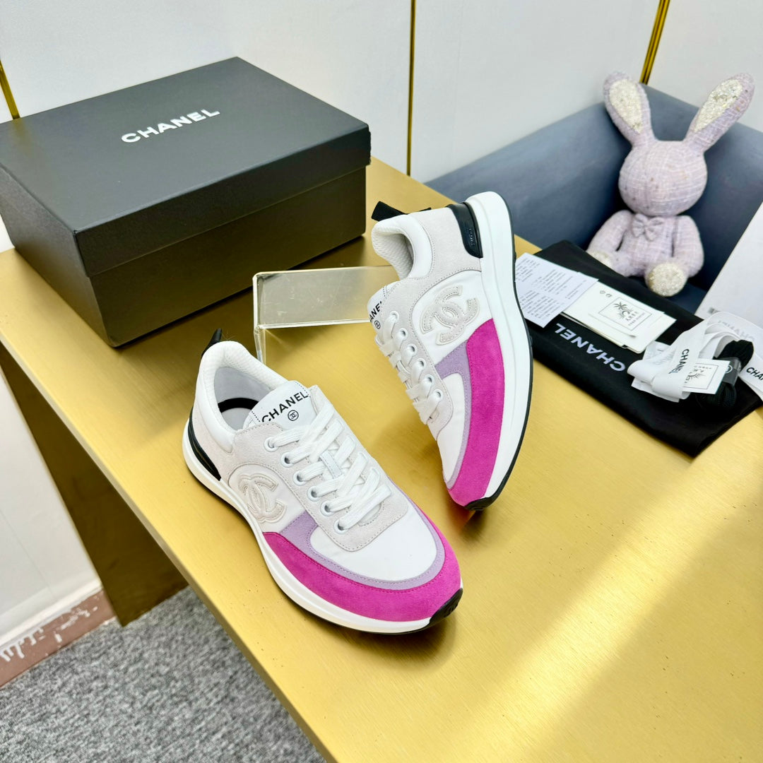 CLASSIC TRAINER IN GREY MIX BRIGHT PINK MERCERIZED VELVET - 35