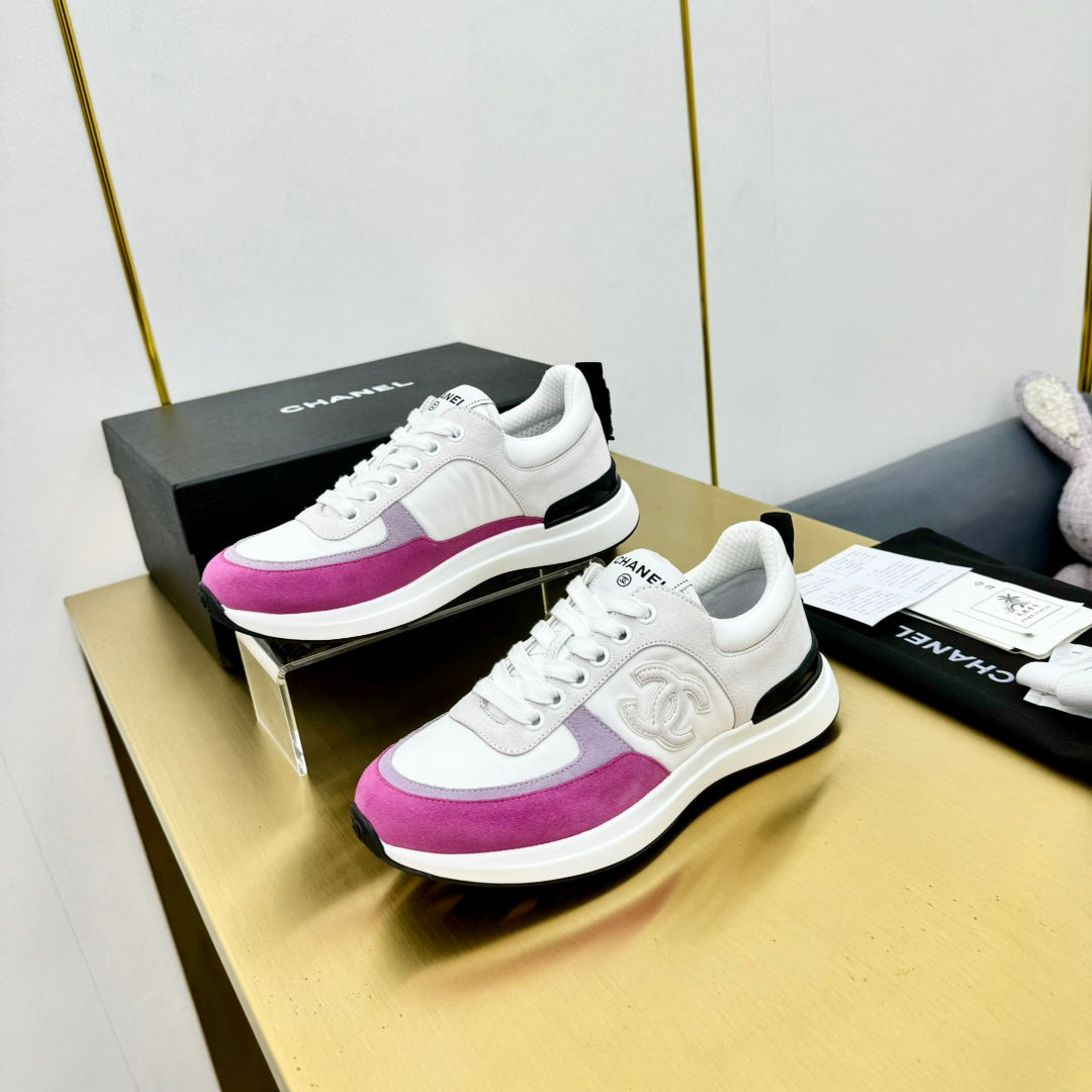 CLASSIC TRAINER IN GREY MIX BRIGHT PINK MERCERIZED VELVET - 35