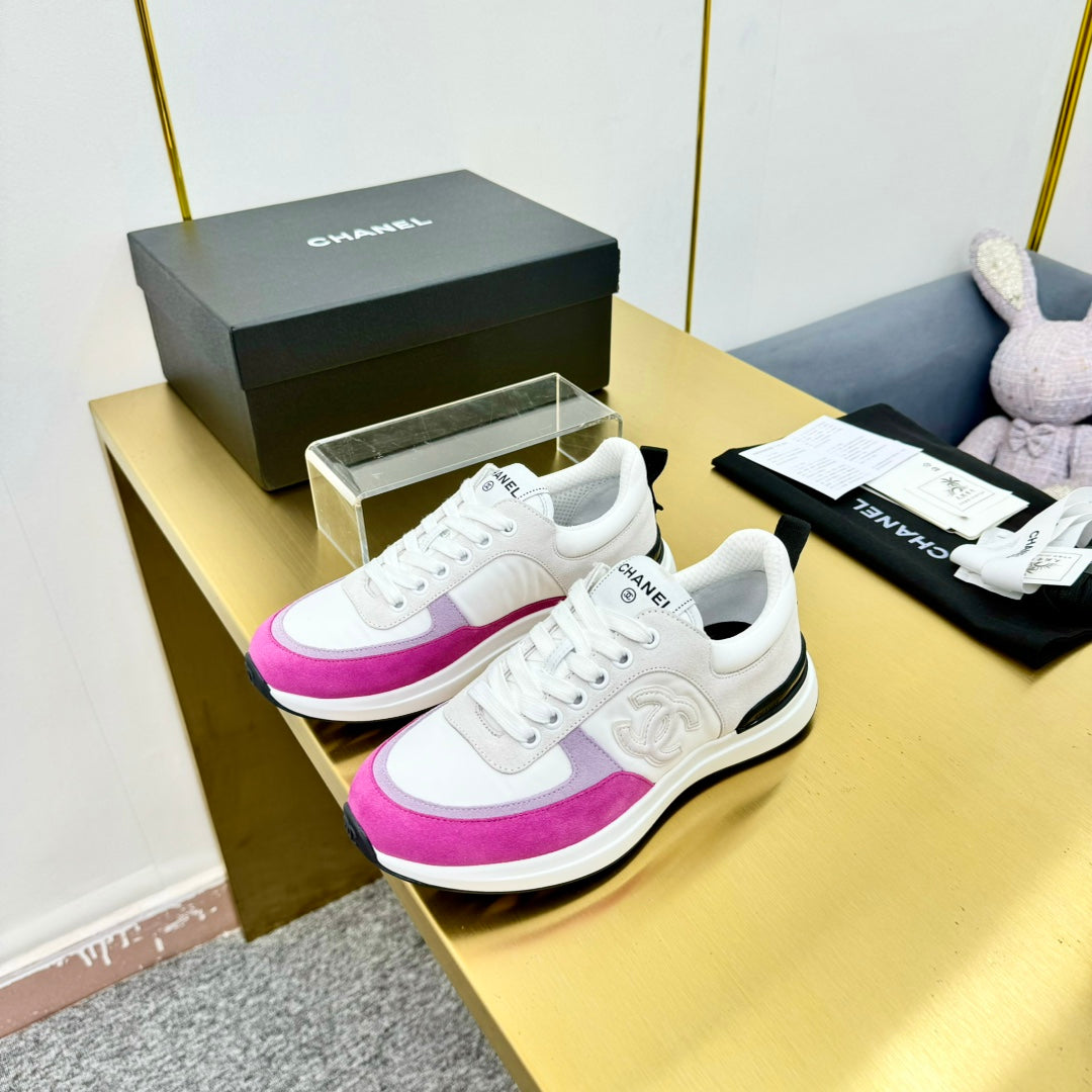 CLASSIC TRAINER IN GREY MIX BRIGHT PINK MERCERIZED VELVET - 35