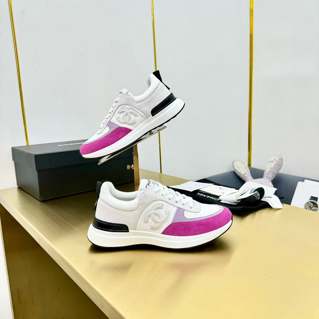 CLASSIC TRAINER IN GREY MIX BRIGHT PINK MERCERIZED VELVET - 35