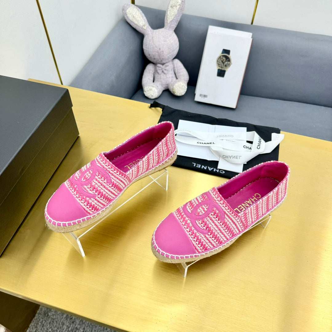CC ESPADRILLES PLATFORM 25S IN PINK TWEED MIX CALFSKIN - 34