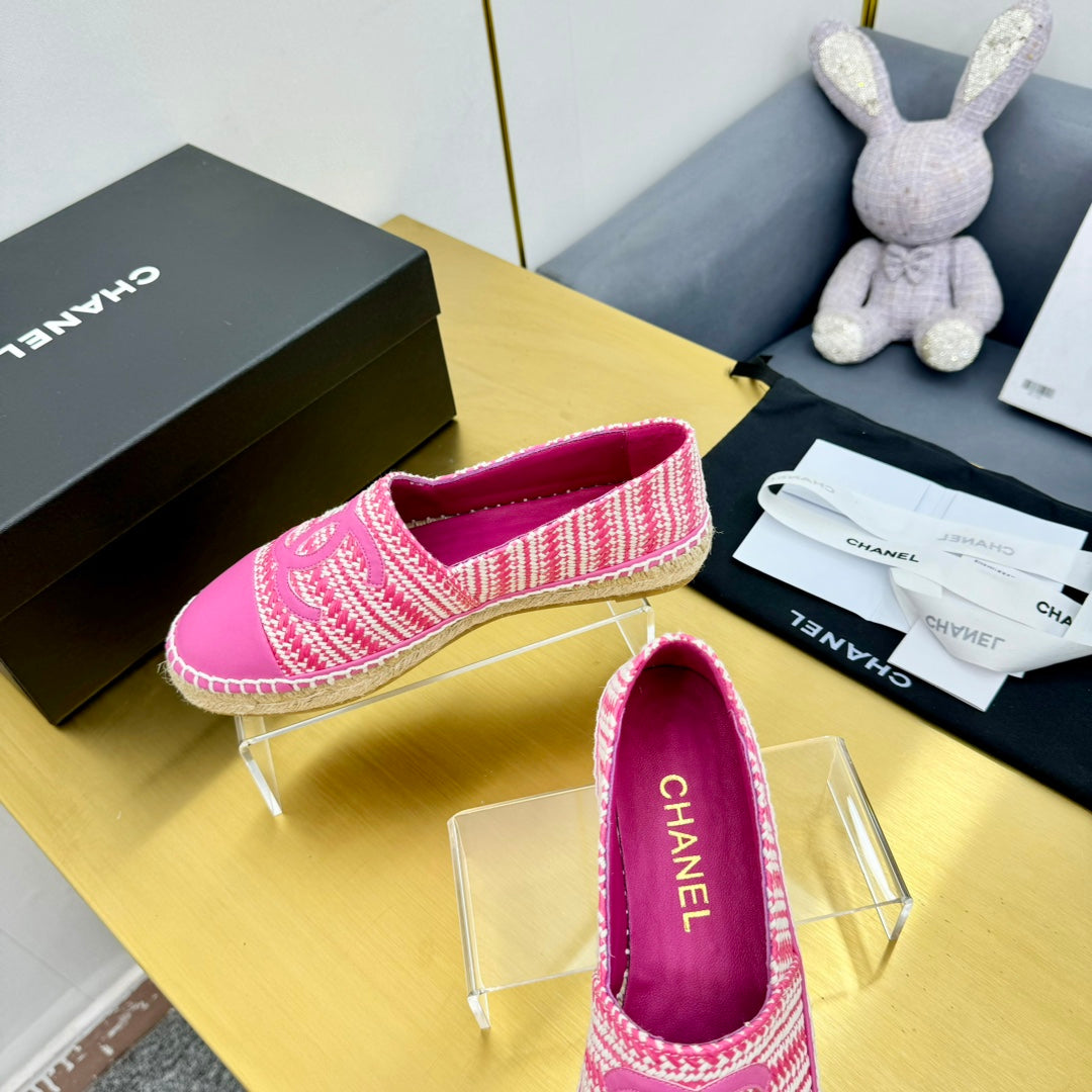 CC ESPADRILLES PLATFORM 25S IN PINK TWEED MIX CALFSKIN - 34