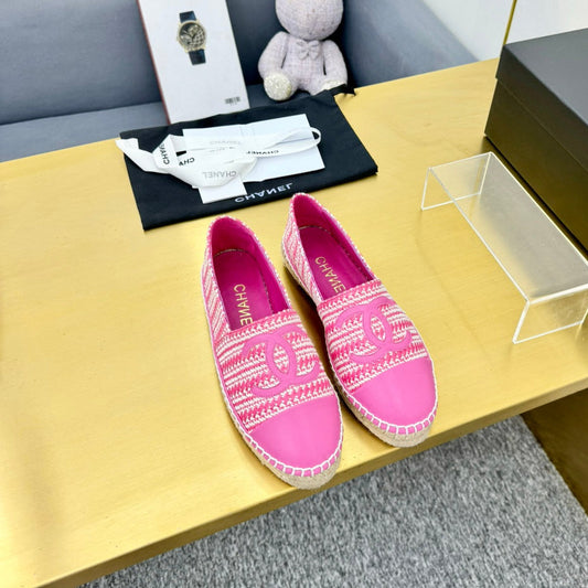 CC ESPADRILLES PLATFORM 25S IN PINK TWEED MIX CALFSKIN - 34