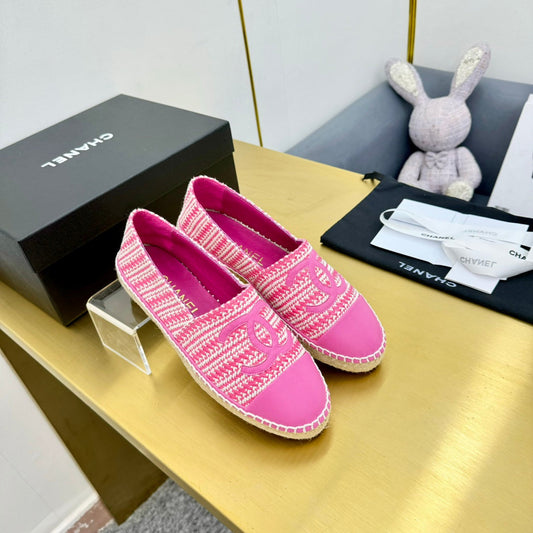 CC ESPADRILLES PLATFORM 25S IN PINK TWEED MIX CALFSKIN - 34