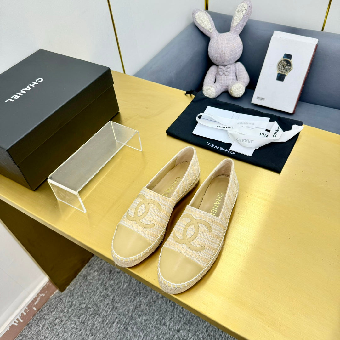 CC ESPADRILLES PLATFORM 25S IN BEIGE YELLOW TWEED MIX CALFSKIN - 34