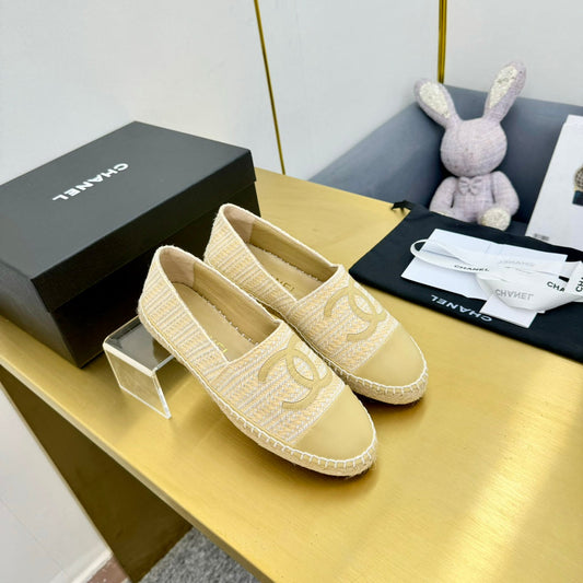 CC ESPADRILLES PLATFORM 25S IN BEIGE YELLOW TWEED MIX CALFSKIN - 34