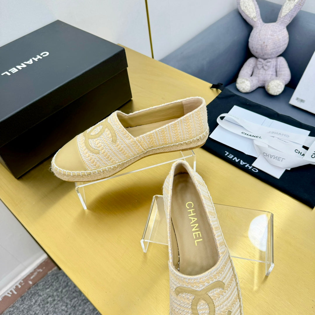 CC ESPADRILLES PLATFORM 25S IN BEIGE YELLOW TWEED MIX CALFSKIN - 34