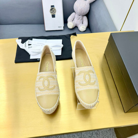 CC ESPADRILLES PLATFORM 25S IN BEIGE YELLOW TWEED MIX CALFSKIN - 34
