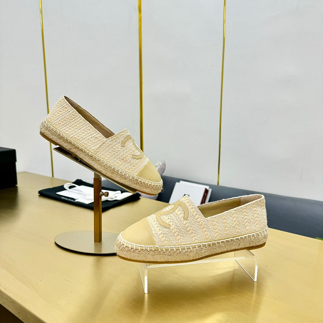 CC ESPADRILLES PLATFORM 25S IN BEIGE YELLOW TWEED MIX CALFSKIN - 34