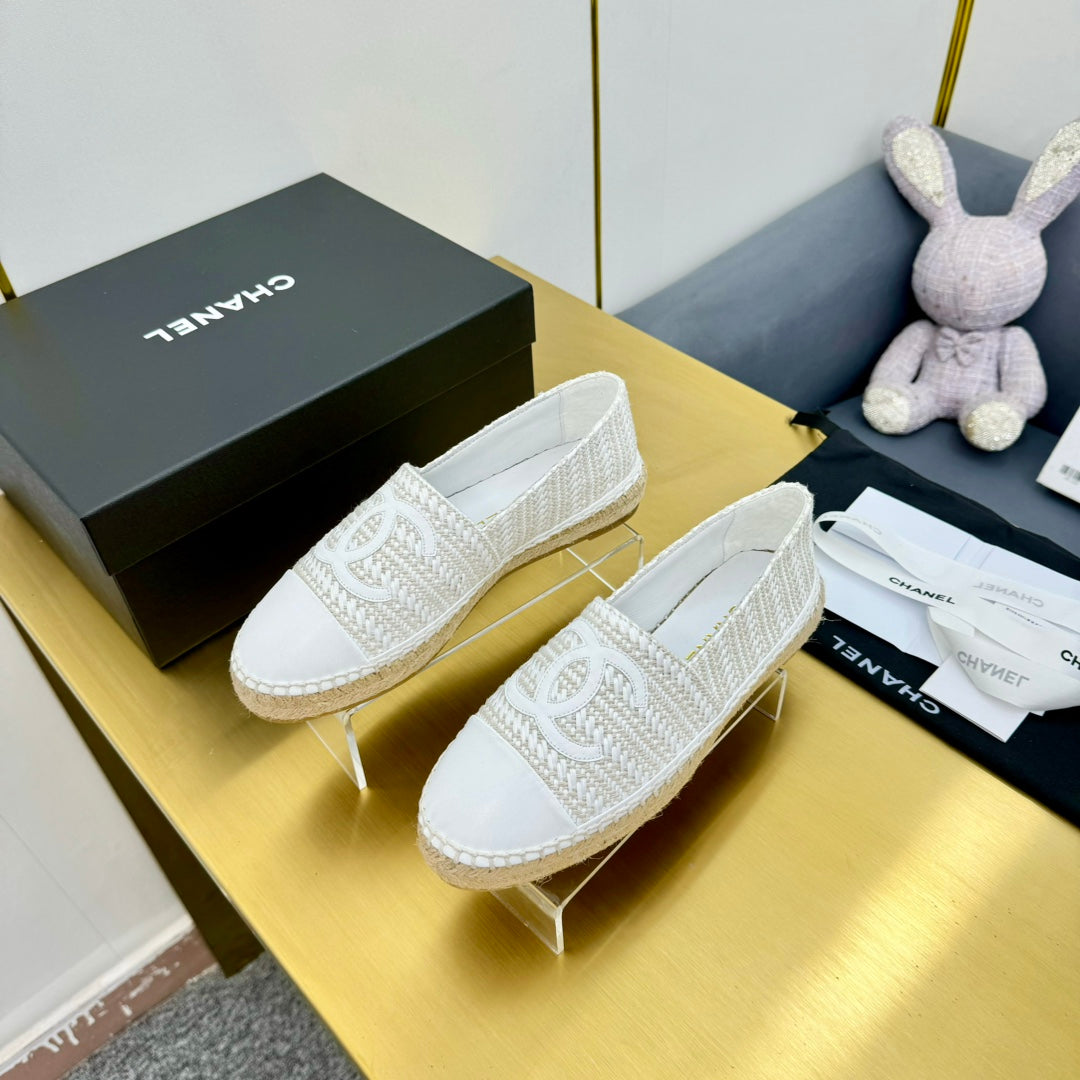 CC ESPADRILLES PLATFORM 25S IN WHITE TWEED MIX CALFSKIN - 34