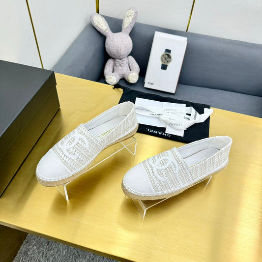 CC ESPADRILLES PLATFORM 25S IN WHITE TWEED MIX CALFSKIN - 34