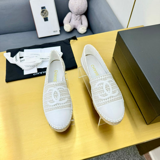 CC ESPADRILLES PLATFORM 25S IN WHITE TWEED MIX CALFSKIN - 34
