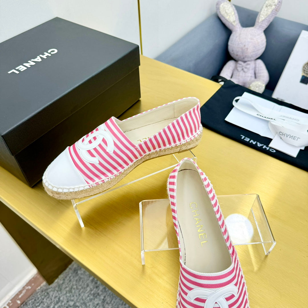 CC SLIP-ON 25S IN PINK AND WHITE FABRIC WITH STRIPED PATTERN - 34