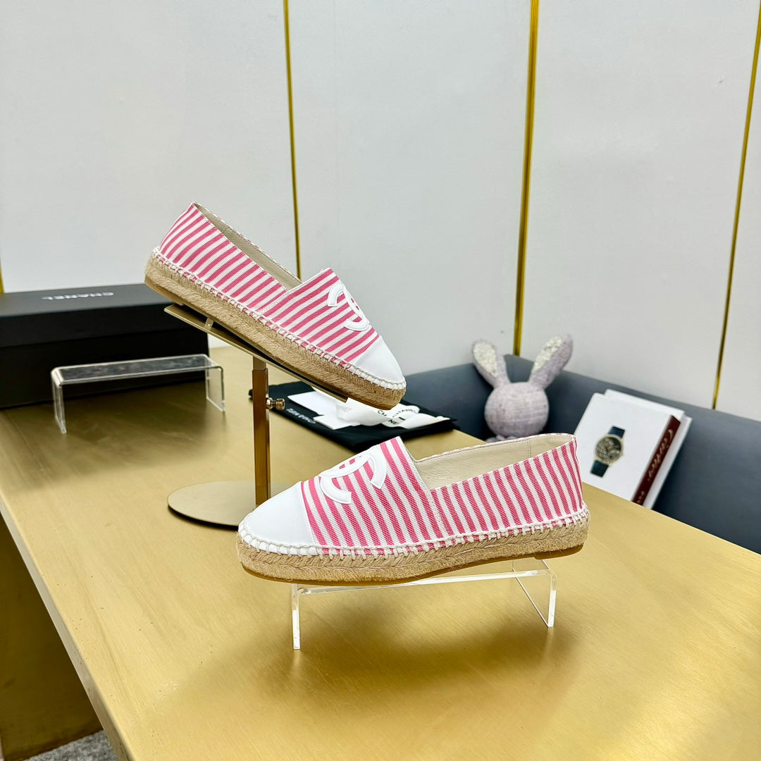 CC SLIP-ON 25S IN PINK AND WHITE FABRIC WITH STRIPED PATTERN - 34