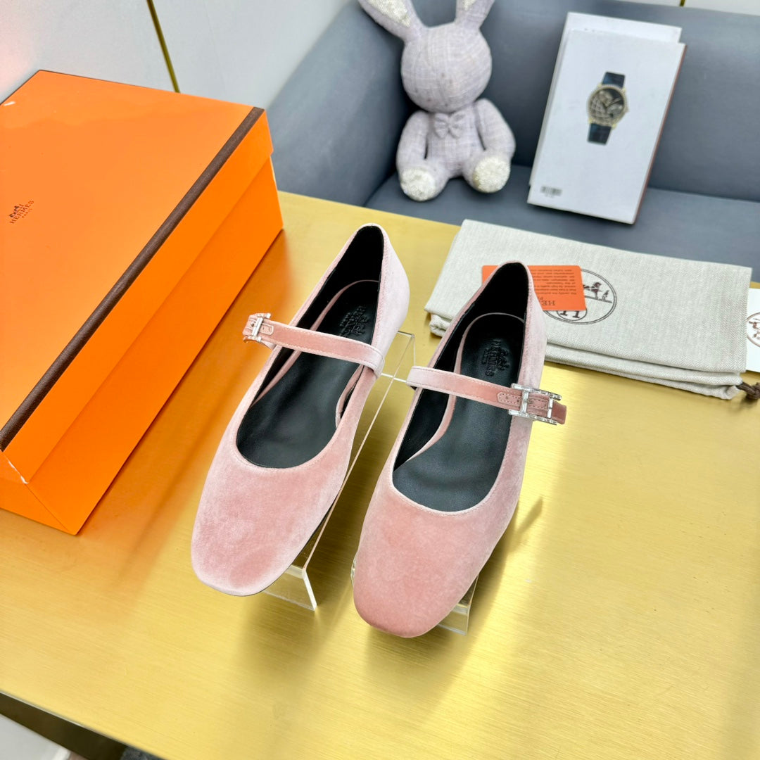 HM BALLET FLATS IN LIGHT PINK SUEDE - 35