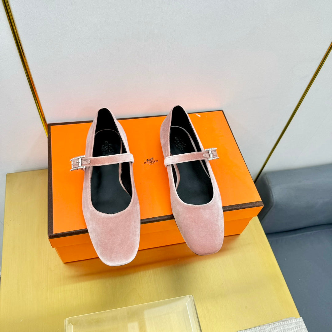 HM BALLET FLATS IN LIGHT PINK SUEDE - 35