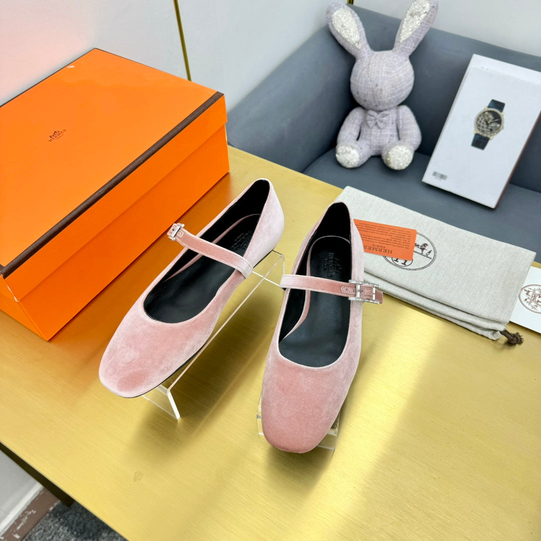 HM BALLET FLATS IN LIGHT PINK SUEDE - 35