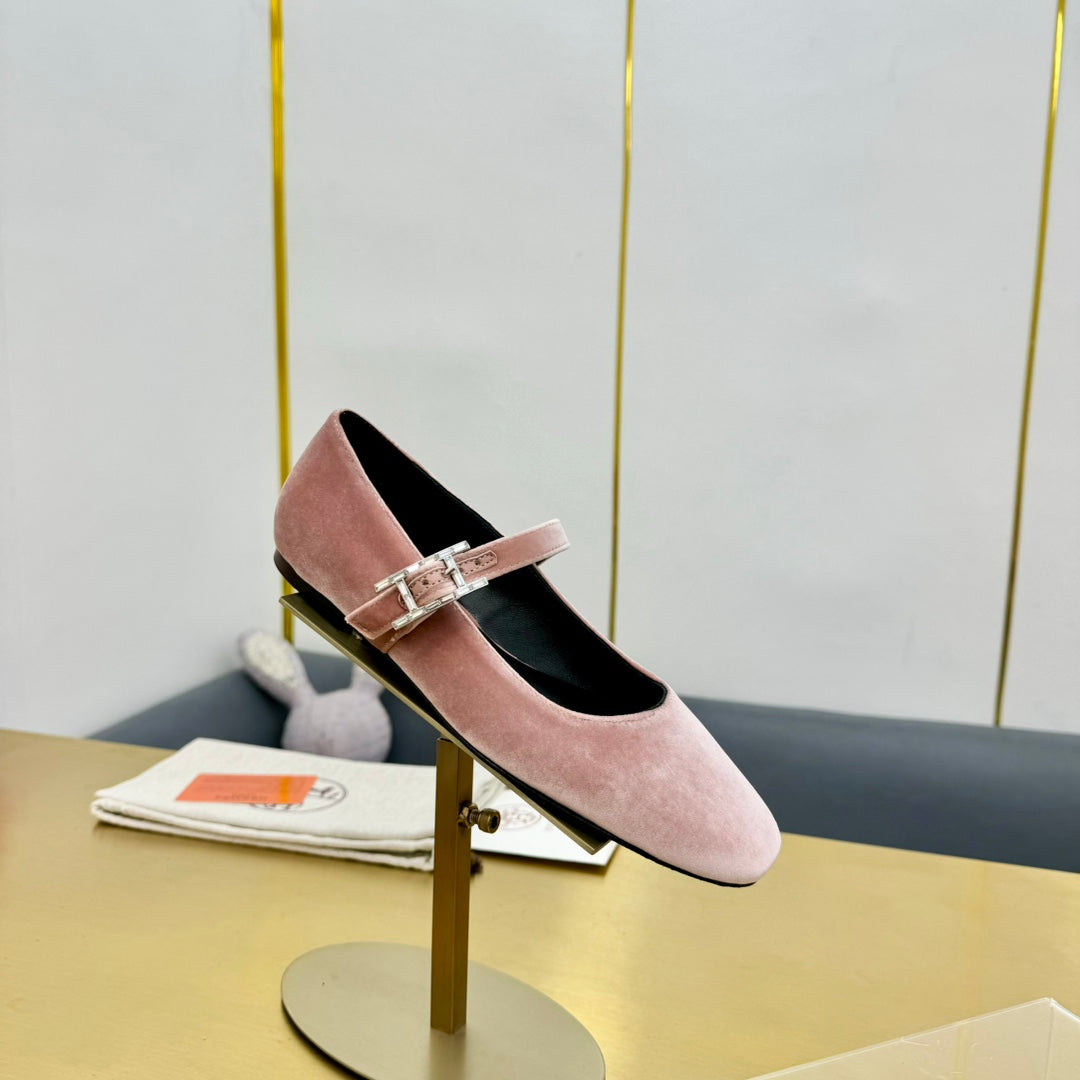 HM BALLET FLATS IN LIGHT PINK SUEDE - 35