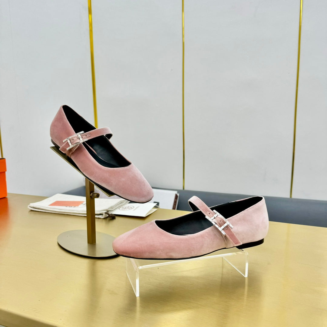 HM BALLET FLATS IN LIGHT PINK SUEDE - 35