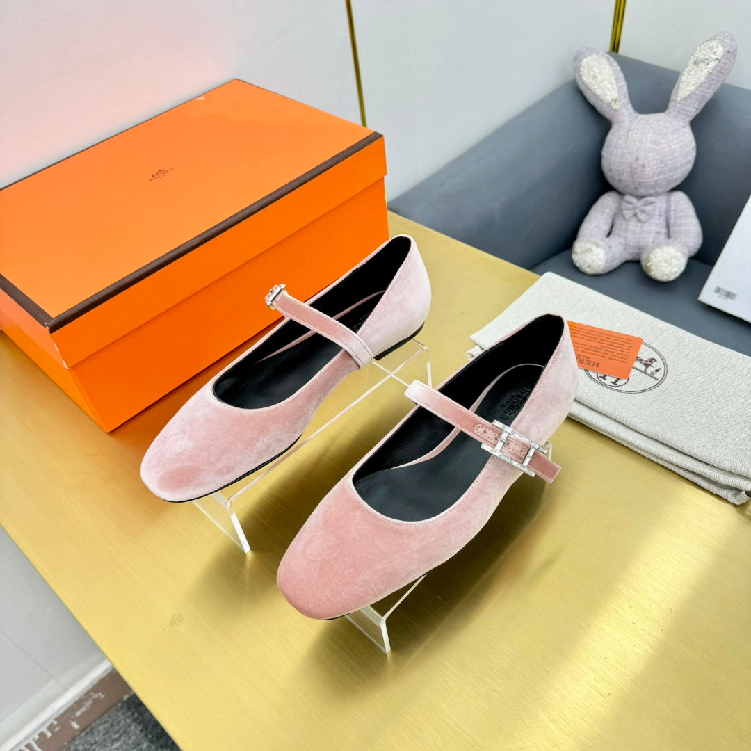HM BALLET FLATS IN LIGHT PINK SUEDE - 35