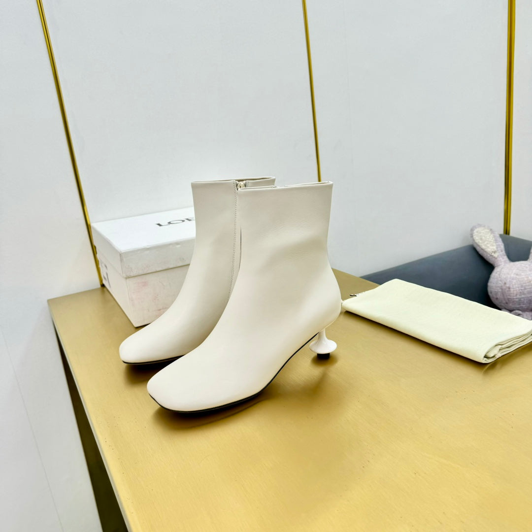 LW TOY ANKLE BOOTIE WHITE NAPPA LAMBSKIN - 35 / 5.5 CM