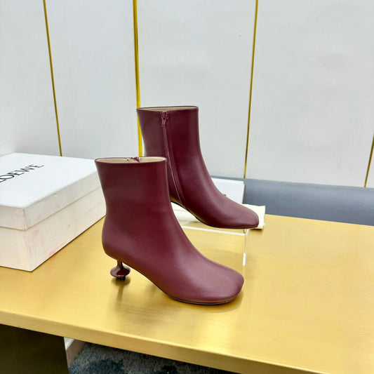 LW TOY ANKLE BOOTIE BURGUNDY NAPPA LAMBSKIN - 35 / 5.5 CM