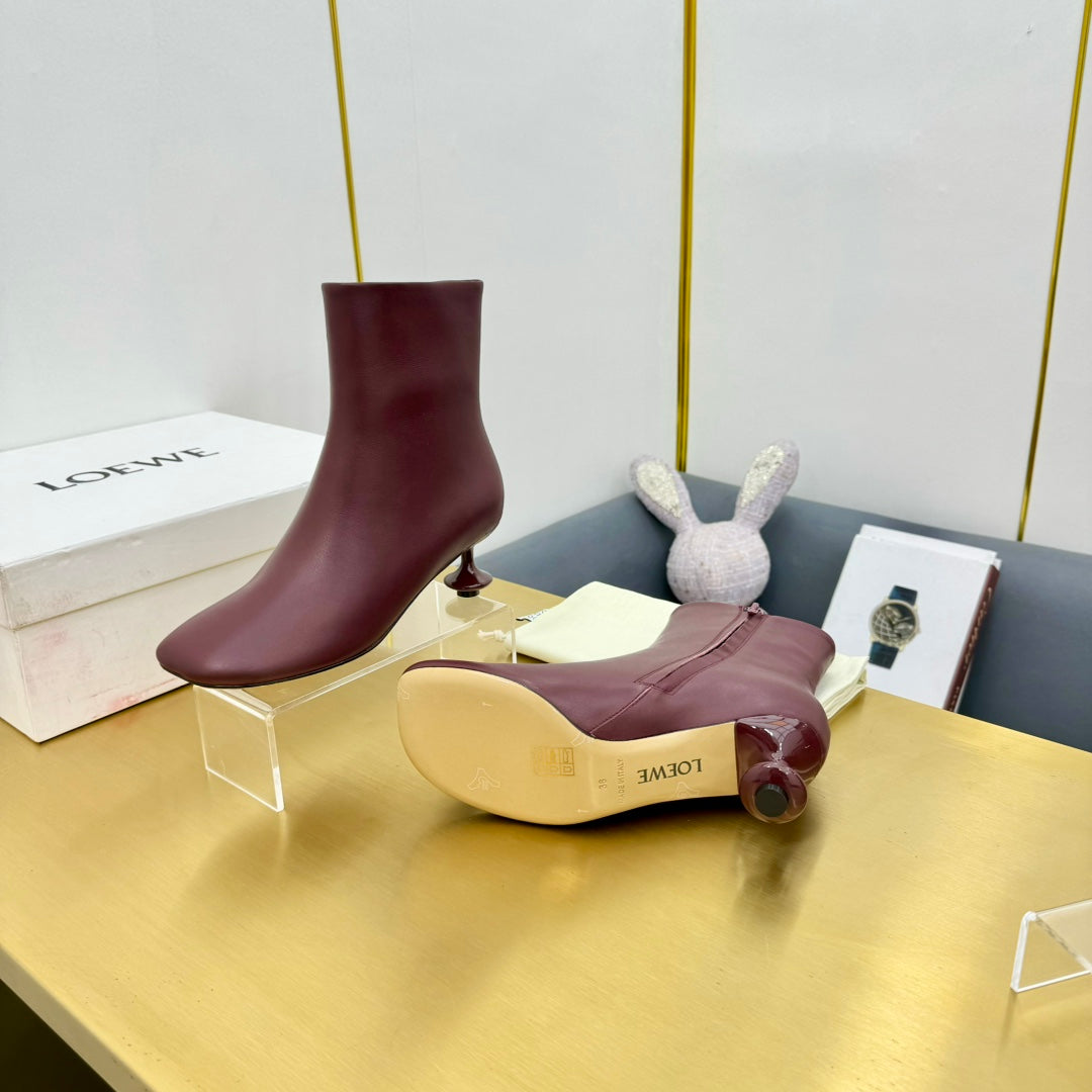 LW TOY ANKLE BOOTIE BURGUNDY NAPPA LAMBSKIN - 35 / 5.5 CM