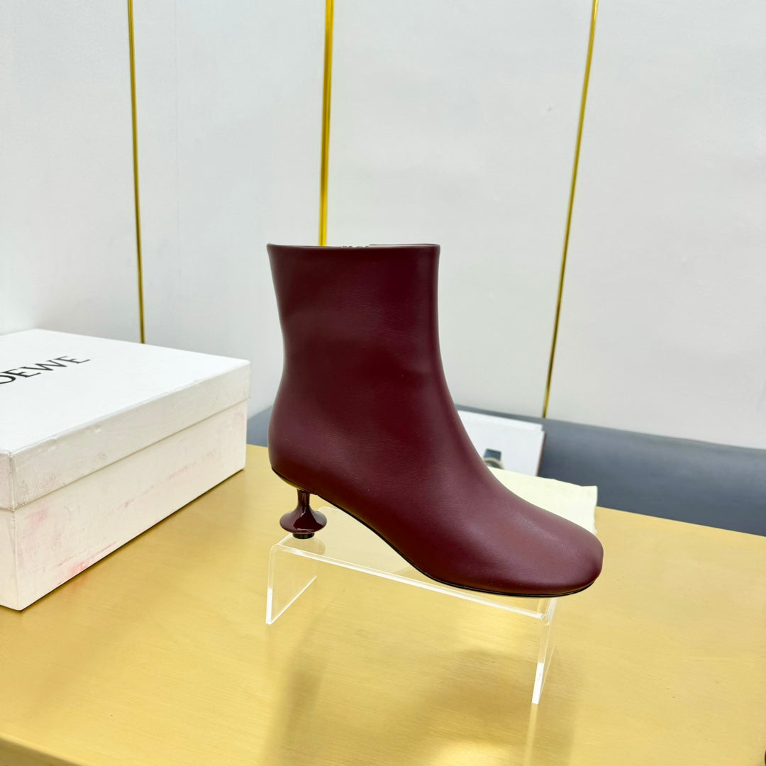 LW TOY ANKLE BOOTIE BURGUNDY NAPPA LAMBSKIN - 35 / 5.5 CM