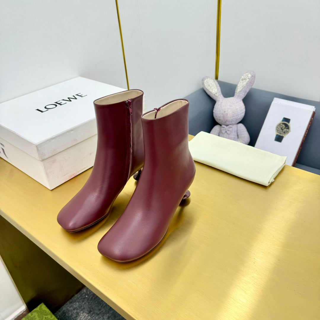 LW TOY ANKLE BOOTIE BURGUNDY NAPPA LAMBSKIN - 35 / 5.5 CM