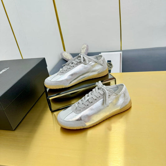 CC SNEAKER IN SILVER GRAY CALFSKIN AND SUEDE - 35