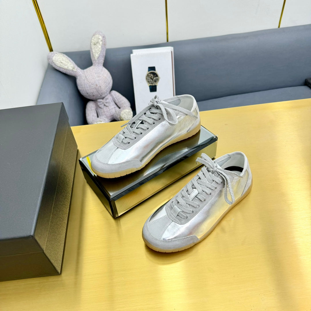 CC SNEAKER IN SILVER GRAY CALFSKIN AND SUEDE - 35