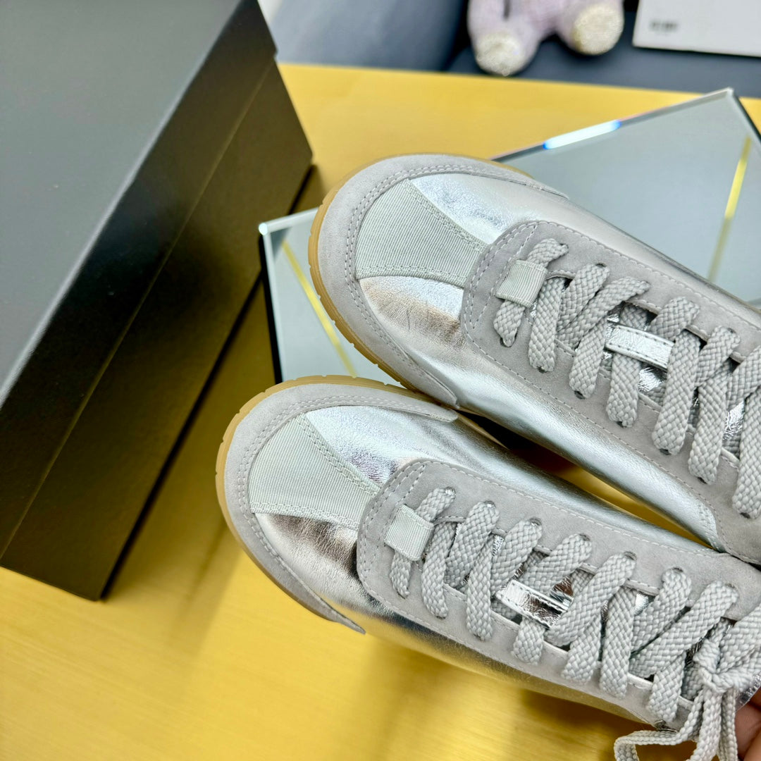 CC SNEAKER IN SILVER GRAY CALFSKIN AND SUEDE - 35