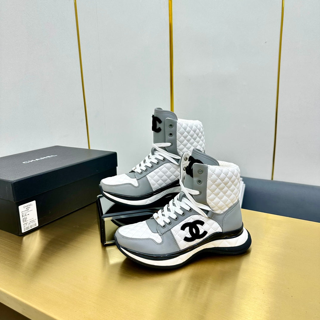 ATHLETIC SHOES IN WHITE MIX ASH GRAY CALFSKIN - 35