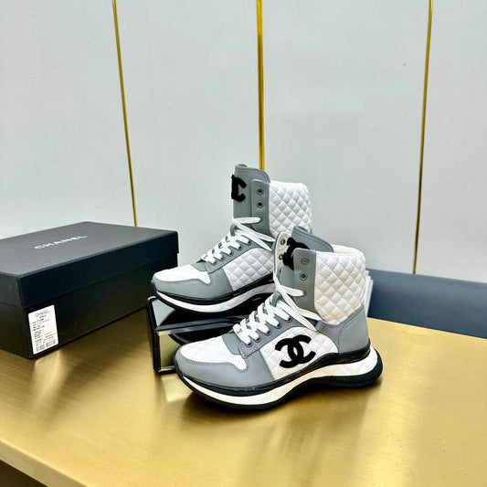 ATHLETIC SHOES IN WHITE MIX ASH GRAY CALFSKIN - 35