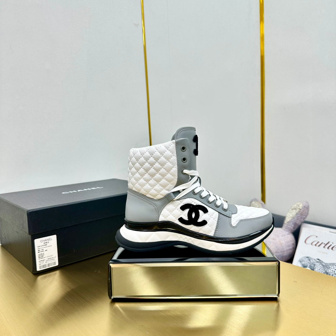 ATHLETIC SHOES IN WHITE MIX ASH GRAY CALFSKIN - 35