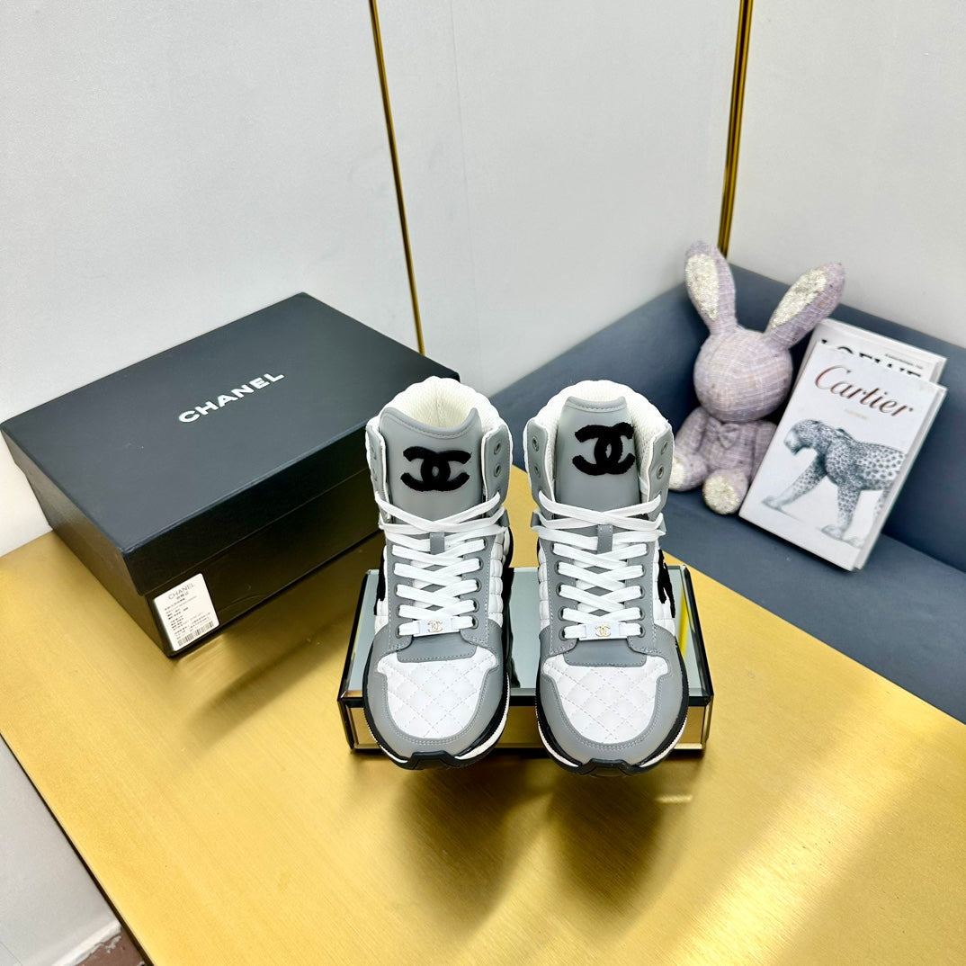 ATHLETIC SHOES IN WHITE MIX ASH GRAY CALFSKIN - 35