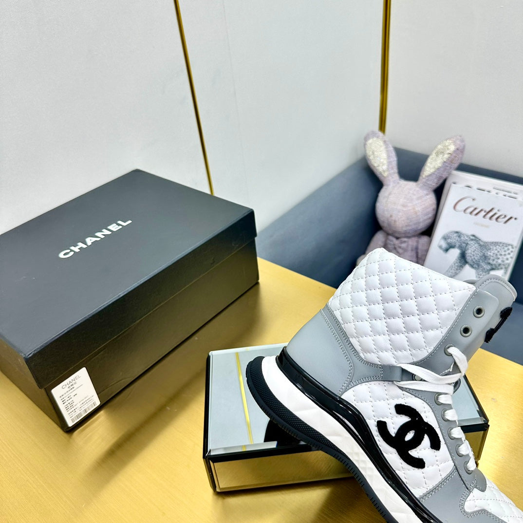 ATHLETIC SHOES IN WHITE MIX ASH GRAY CALFSKIN - 35
