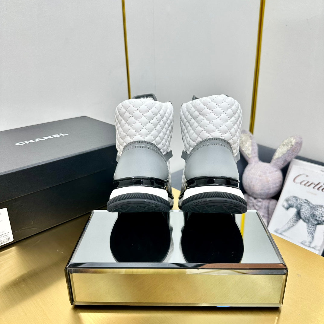 ATHLETIC SHOES IN WHITE MIX ASH GRAY CALFSKIN - 35