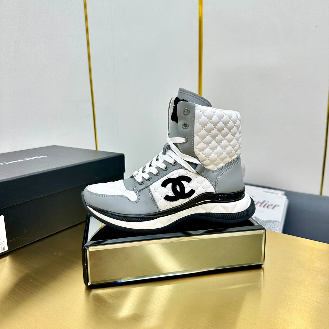 ATHLETIC SHOES IN WHITE MIX ASH GRAY CALFSKIN - 35