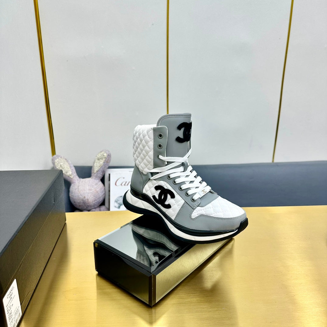 ATHLETIC SHOES IN WHITE MIX ASH GRAY CALFSKIN - 35