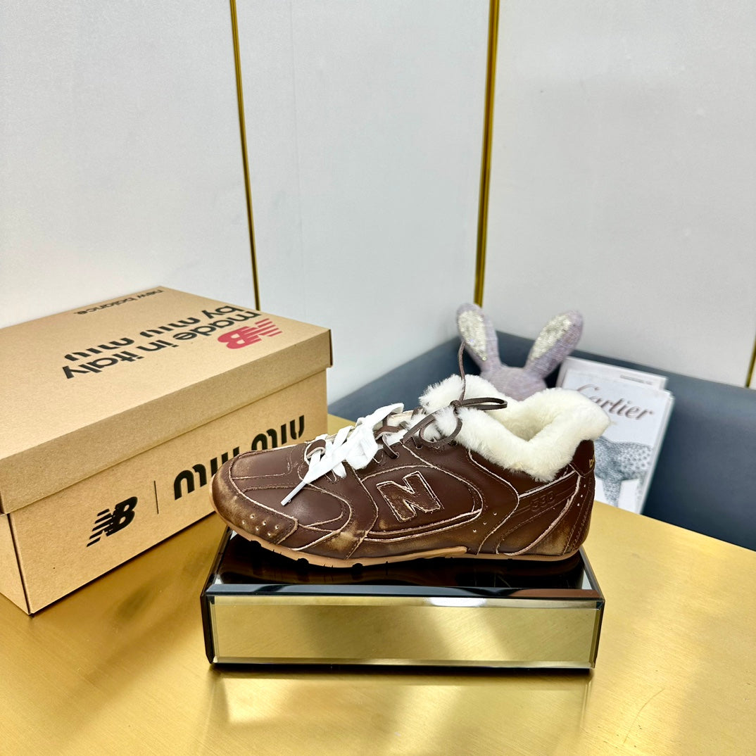 MIUXNB 530 SNEAKERS IN BROWN CALFSKIN SHEARLING - 35