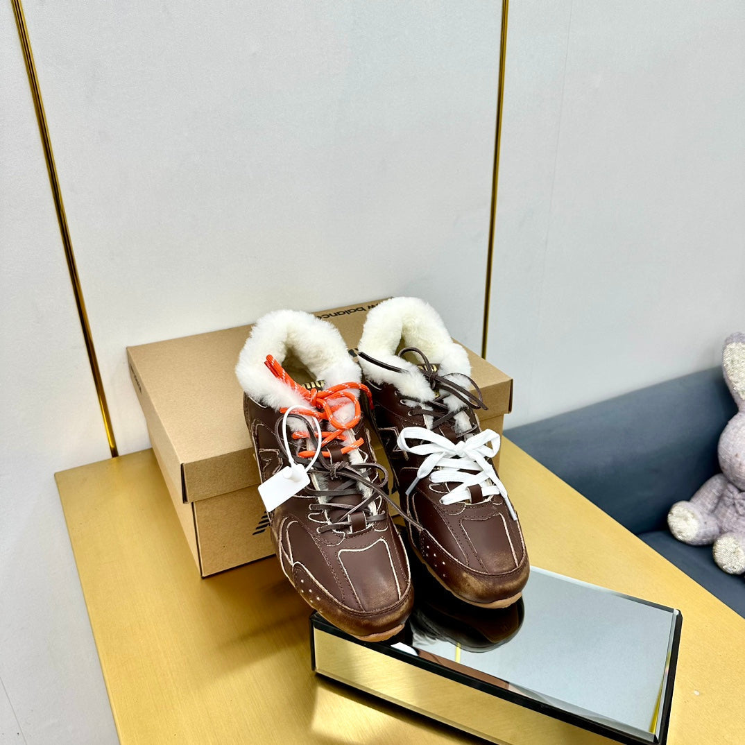 MIUXNB 530 SNEAKERS IN BROWN CALFSKIN SHEARLING - 35