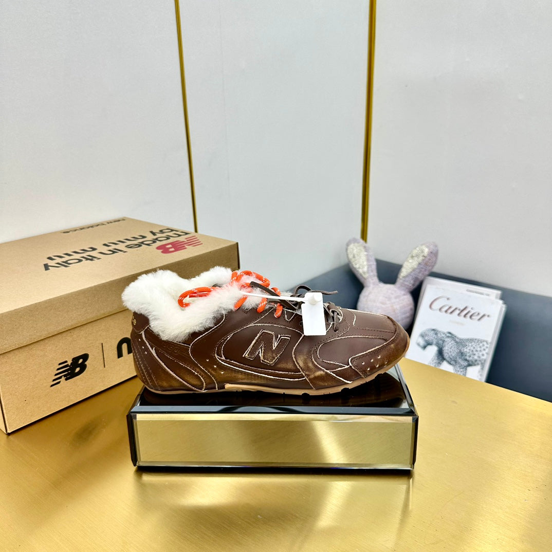 MIUXNB 530 SNEAKERS IN BROWN CALFSKIN SHEARLING - 35