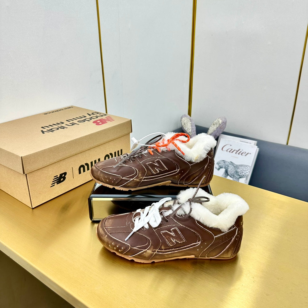 MIUXNB 530 SNEAKERS IN BROWN CALFSKIN SHEARLING - 35