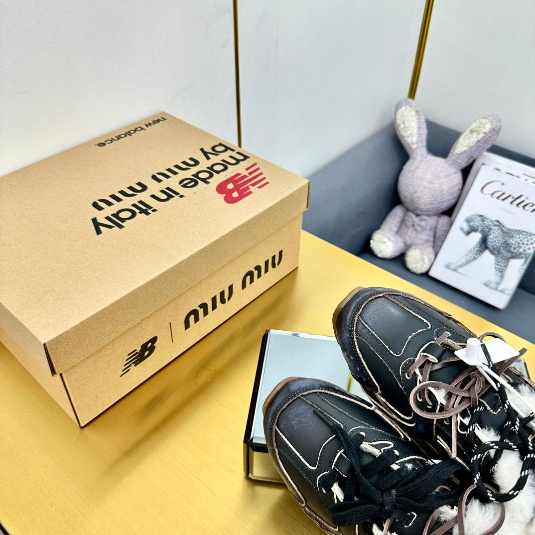 MIUxNB 530 SNEAKER MULES IN BLACK CALFSKIN SHEARLING - 35