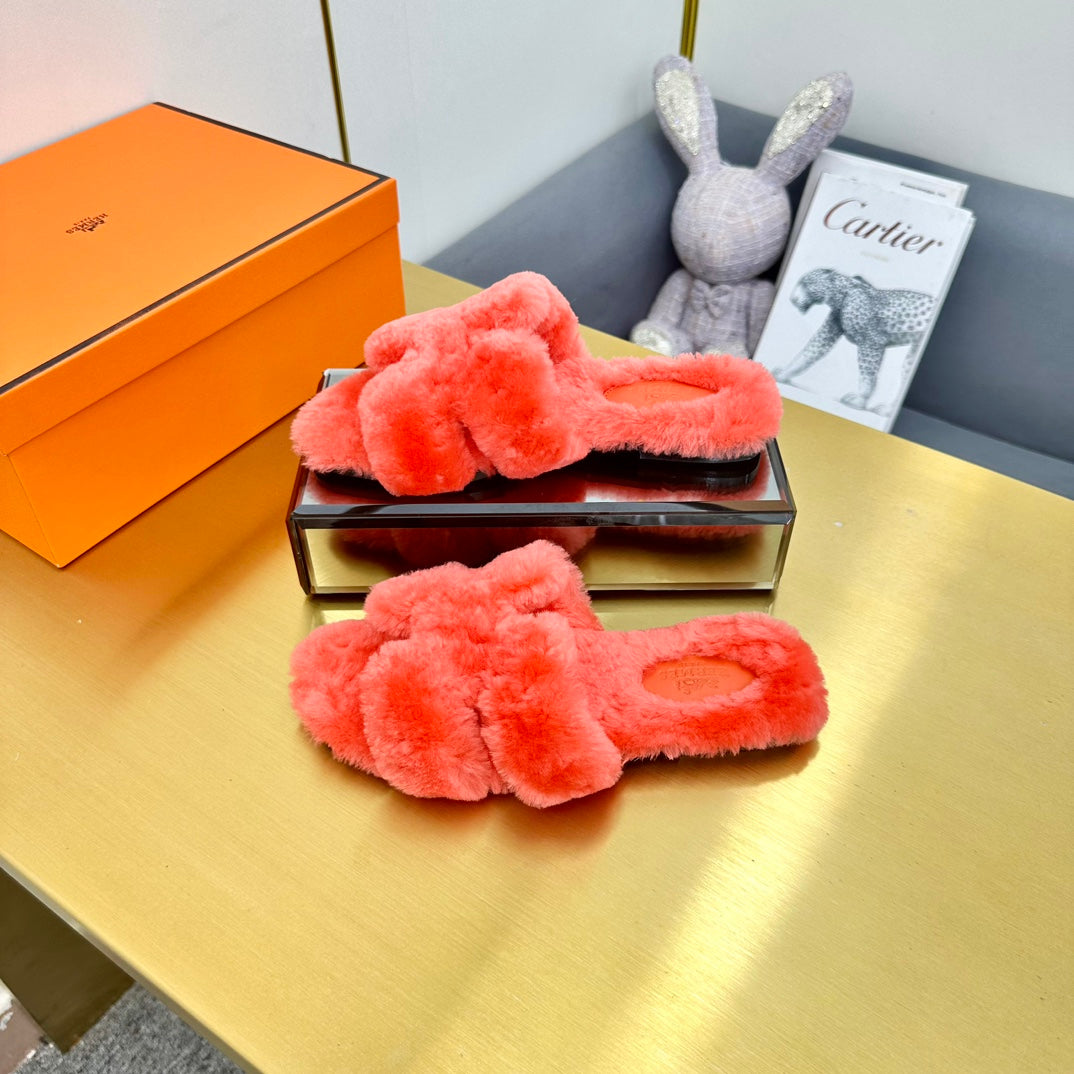 0RAN SHEARLING SANDALS RED PINK - 35