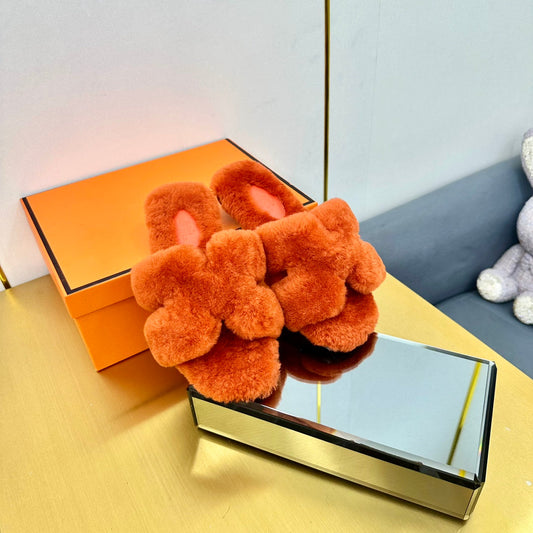 0RAN SHEARLING SANDALS SALAMANDER ORANGE - 35