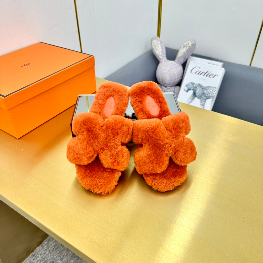 0RAN SHEARLING SANDALS SALAMANDER ORANGE - 35